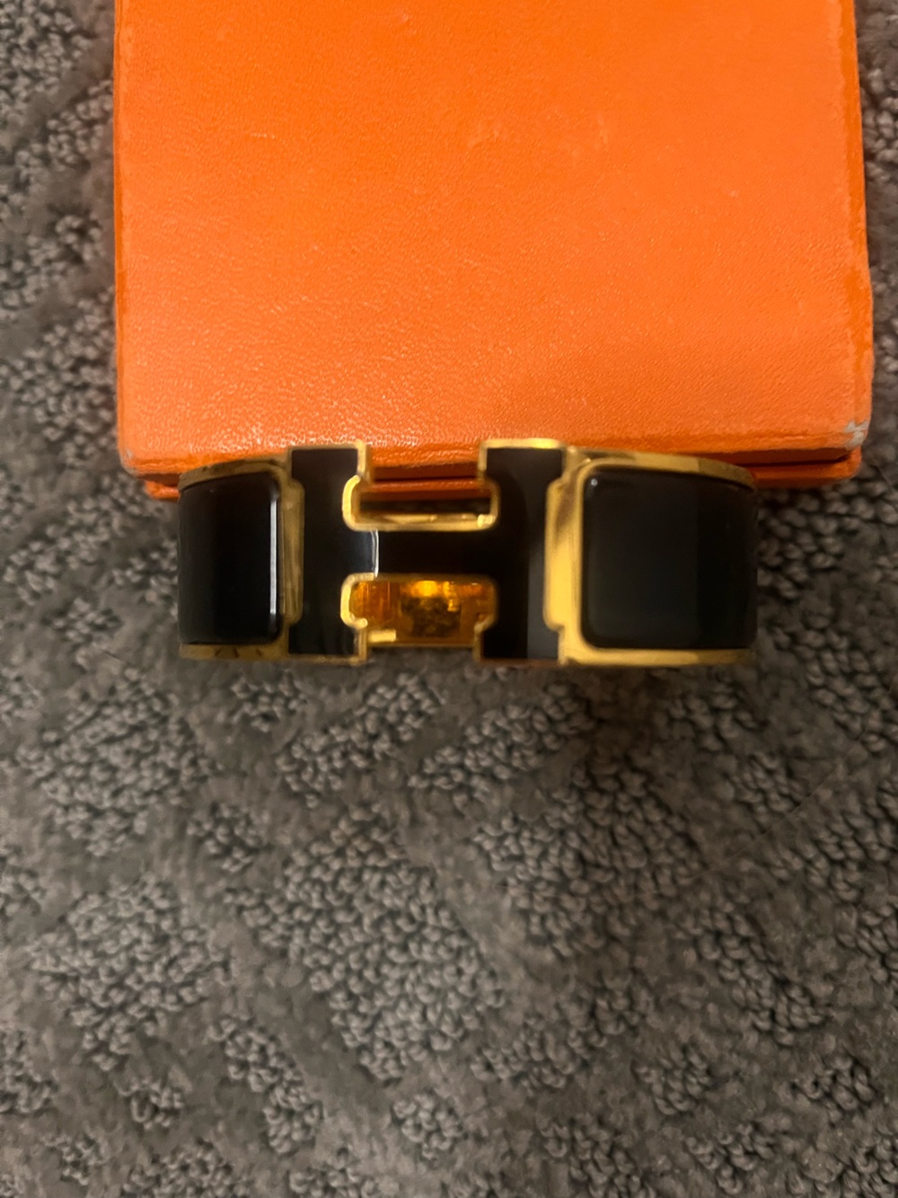 Authentic Hermes black enamel clic clac bracelet